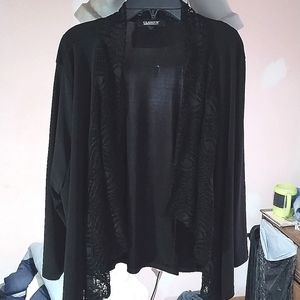 Women's laced polyester and spandex cardigan